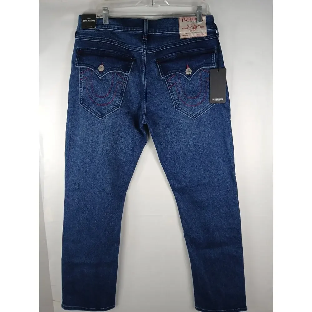 True Religion Blue Jeans Ricky SN Flap Straight Men's US Size 34 New With Tags